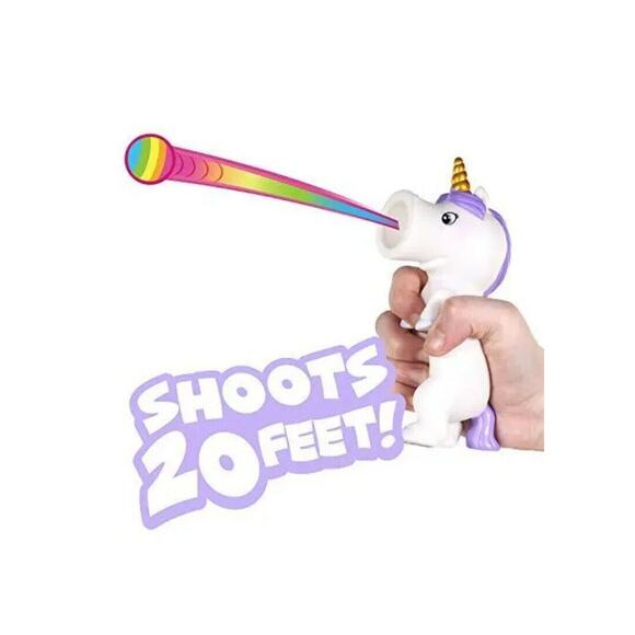 Hog Wild White Unicorn Popper Toy Shoot Foam Balls Up to 20 Feet 6 Rainbow - Picture 5 of 6